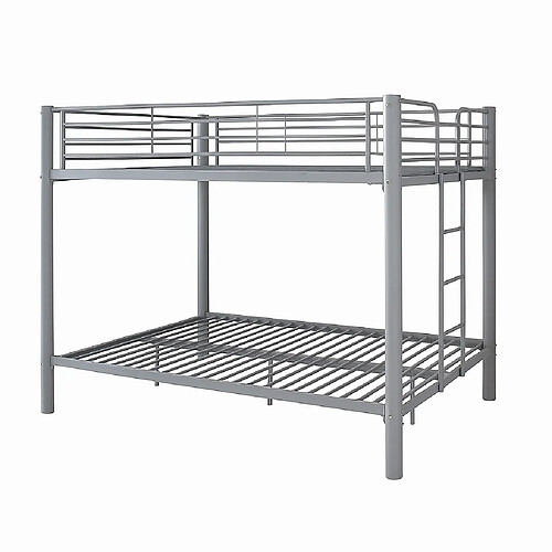 Homy France Lit superposé 4 personnes métal gris 140x190 cm sommier inclus COLOSSE