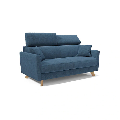Divani.store Francy Canapé lit avec têtières réglables 200 cm (mat. 160x197) Bleu
