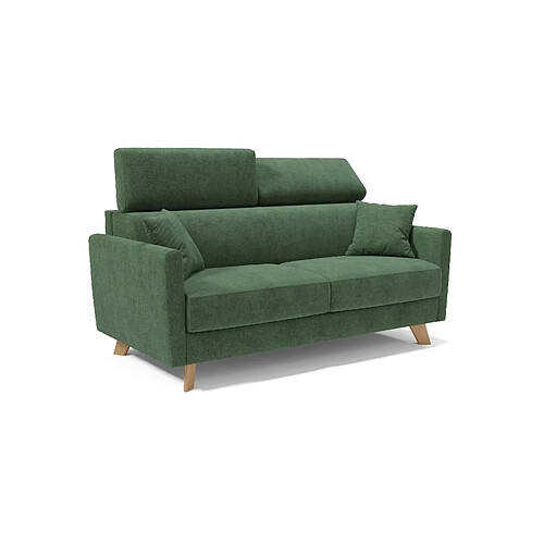 Divani.store Francy Canapé lit avec têtières réglables 180 cm (mat. 140x197) Vert