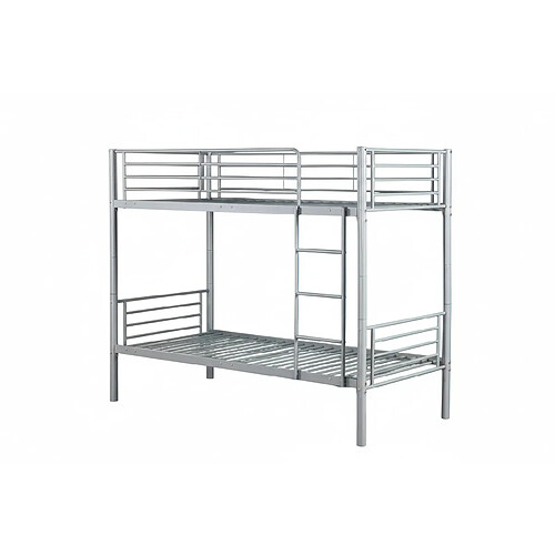 Homy France Lit superposé séparable métal 2 couchages 90x190 cm Gris LUNA