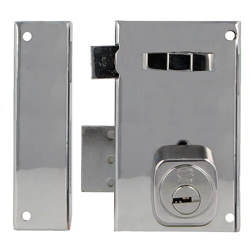 AMIG | Serrure en applique et verrous 76 | 67 x 112 mm | Acier | Chromé brillant - Gauche