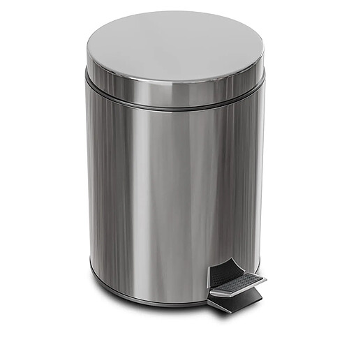 AMIG | Poubelle en acier inoxydable avec pédale BAKO | Ø29 x 44 cm | Acier inoxydable | Satin