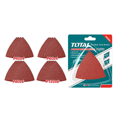 TOTAL | Jeu feuilles abrasive pour ponceuse multifonctions TAC78080201