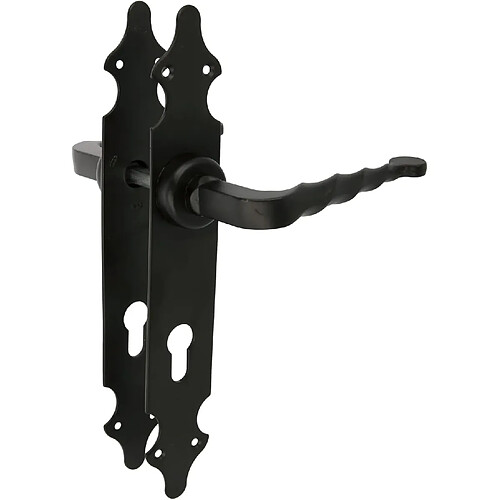 AMIG | Poignées sur plaque à cylindre 101PB | 280 x 44 mm | Plaque d'acier, Poignée zamak | Noir