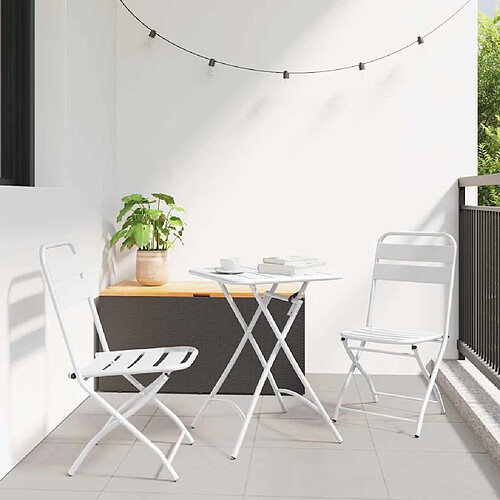 vidaXL Ensemble bistrot 3 pcs Blanc Acier