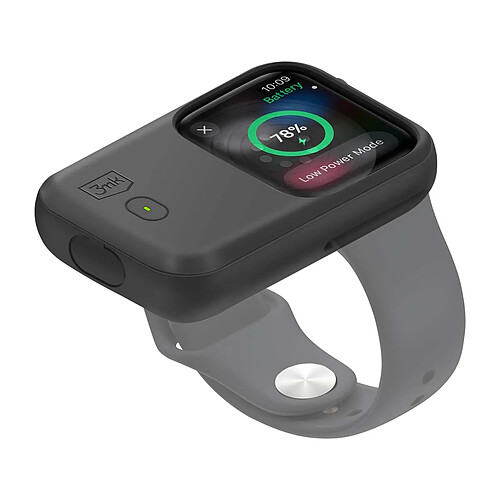 3mk Coque Batterie Induction pour Apple Watch 40mm et 41mm Silicone Autonomie 15h Noir