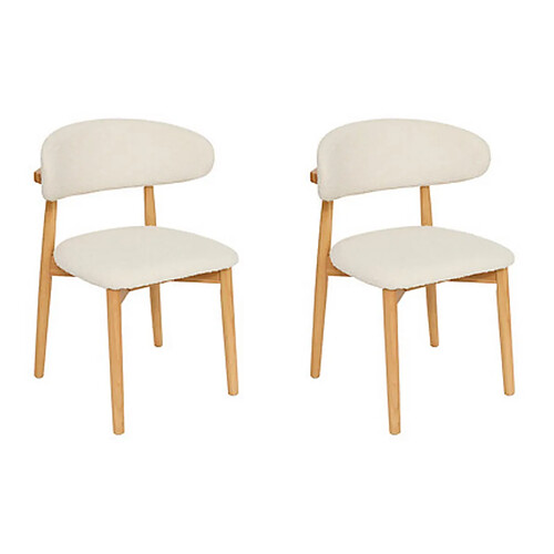 Pegane Lot de 2 chaises coloris blanc et structure en bois massif - Longueur 51 x Profondeur 56 x Hauteur 78 cm
