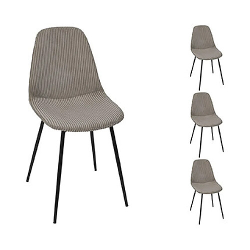 Mes Lot de 4 chaises 54x45x85 cm en velours côtelé taupe - TAKO
