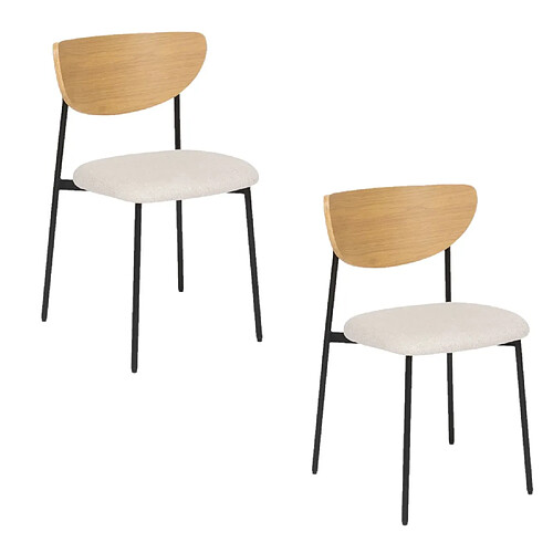 Atmosphera Lot de 2 chaises avec pieds en métal JAISA - Beige