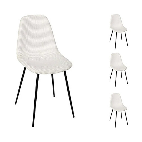 Mes Lot de 4 chaises 54x45x85 cm en velours côtelé beige - TAKO