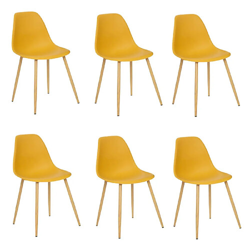 Atmosphera Lot de 6 Chaises Taho 86cm Ocre