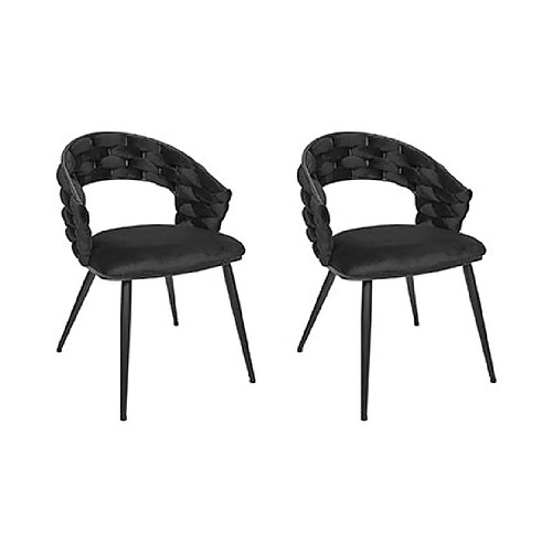 Mes Lot de 2 chaises repas 62x54x83 cm en velours noir - TREZI