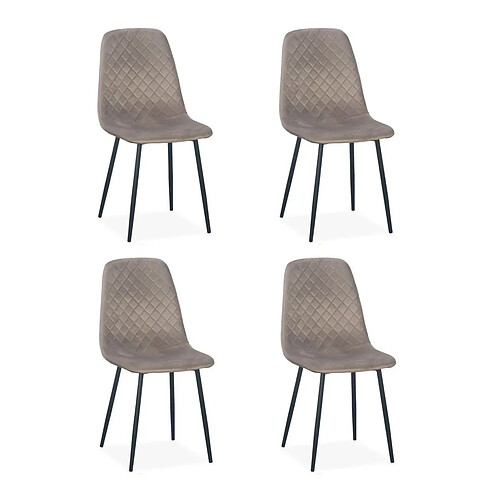 Paris Prix Lot de 4 Chaises en Velours Matelassées 88cm Taupe