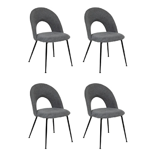 Atmosphera Lot de 4 Chaises en Tissu Raven 81cm Gris