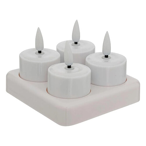 Atmosphera Lot de 4 Bougies LED Rechargeables Aitor 10cm Blanc