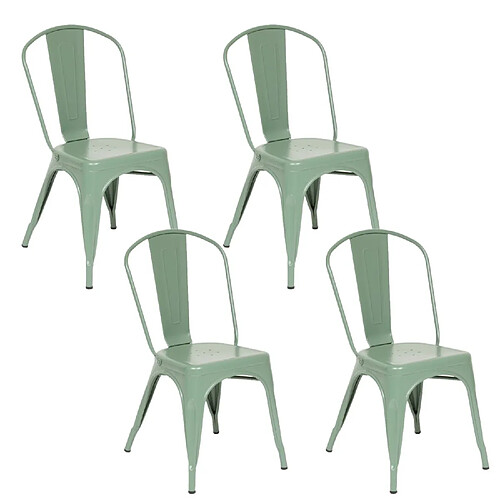 Atmosphera Lot de 4 chaises en métal NIKO - Vert