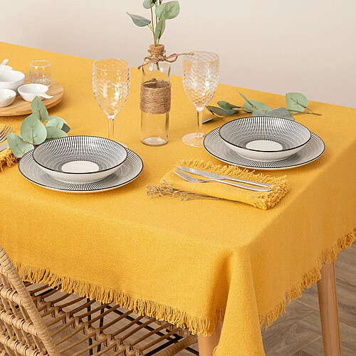 Atmosphera Nappe Déco à Franges Maha 150x250cm Jaune