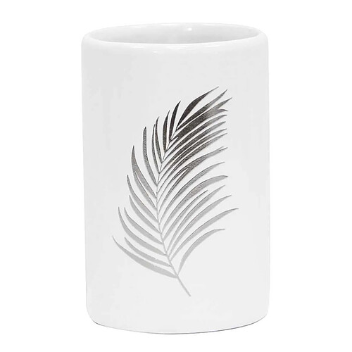 Douceur D'Interieur Gobelet Salle de Bain Imprimé Orbella 11cm Blanc & Argent