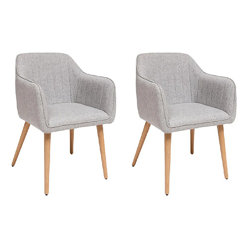 Atmosphera Lot de 2 Fauteuils de Table Visoca 83cm Gris