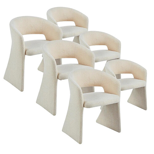 Paris Prix Lot de 6 Chaises Tissu Bouclette Ezra 81cm Crème