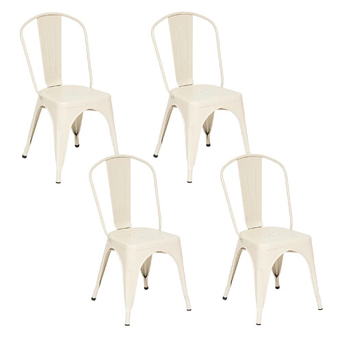 Atmosphera Lot de 4 chaises en métal NIKO - Beige