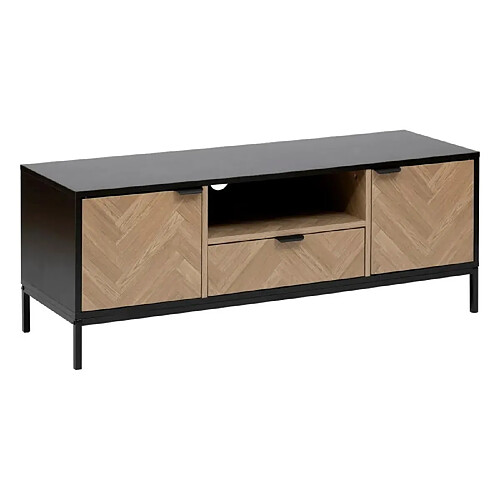 Five simply smart Meuble TV 2 portes 1 tiroir - Naturel et noir