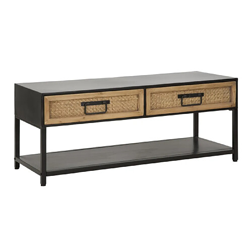 Paris prix Meuble TV 2 tiroirs - Naturel & noir