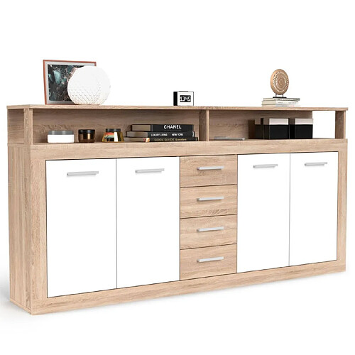 Paris prix Buffet Luna 4 portes 4 tiroirs - Naturel