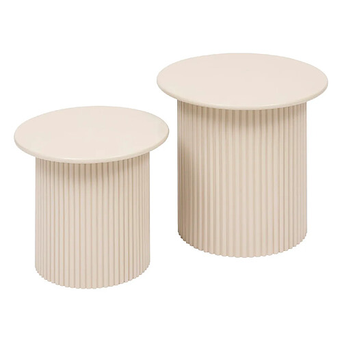 Atmosphera Ensemble de 2 tables à café en bois EINO - Beige