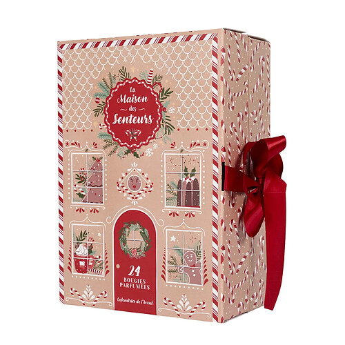 The Home Deco Factory Calendrier de l'Avent 24 Bougies Parfumées Ginger 30cm Marron