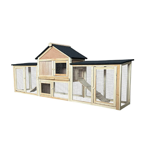 Home Deluxe Clapier à lapins en bois CUNA - 210 x 84 cm