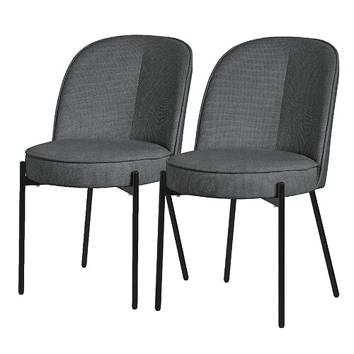 ML-Design Lot 2 chaises salle à manger anthracite polyester pieds en métal confortable