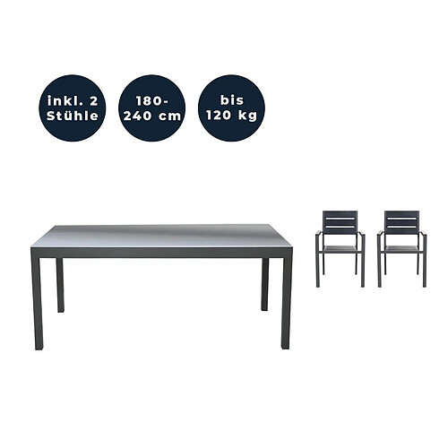 Home deluxe Salon de jardin extensible aluminium - Anthracite