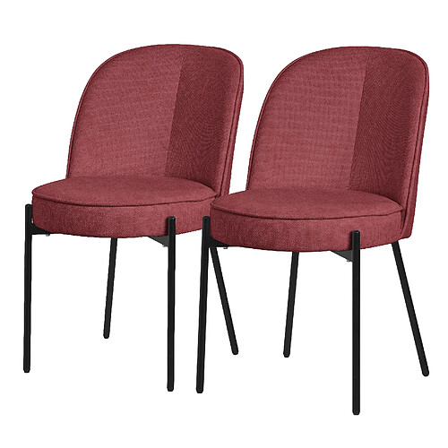ML-Design Lot 2 chaises de salle à manger rouge polyester pieds en métal confortable