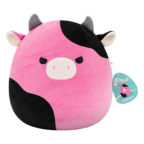Jazwares Squishmallows - Peluche Pollyanna la vache noire et rose 30 cm