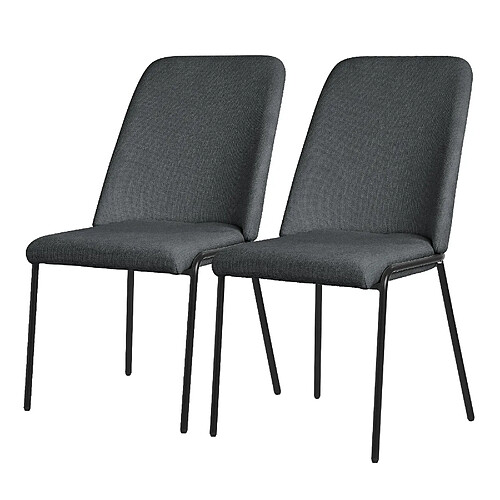 ML-Design Lot 2 chaises de salle à manger rembourrées anthracite polyester pieds en métal