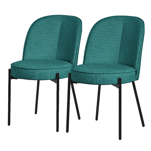 ML-Design Lot 2 chaises de salle à manger pétrole polyester pieds en métal confortable