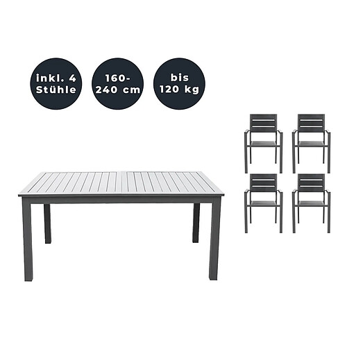 Home deluxe Salon de jardin table et chaises - Anthracite