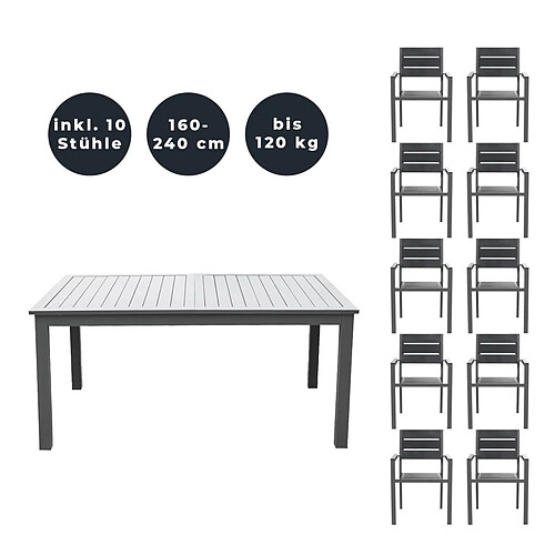 Home deluxe Ensemble table et chaises de jardin - Anthracite