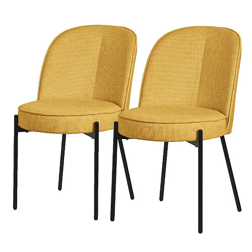 ML-Design Lot 2 chaises de salle à manger moutarde polyester pieds en métal confortable