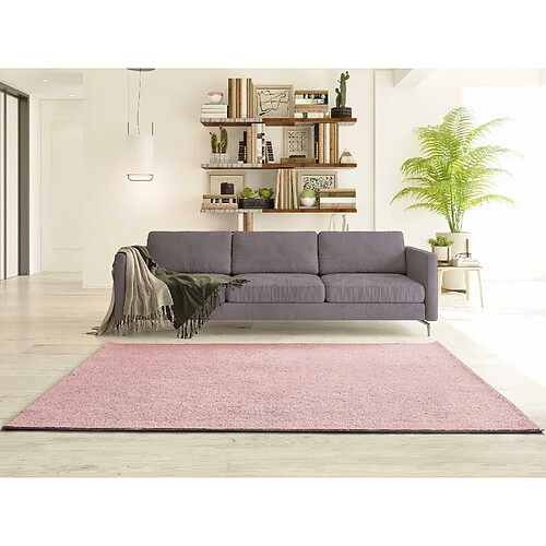 ATTICGO Tapis lavable uni CORALINE rose 80x150 cm