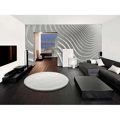 ATTICGO Tapis lavable rond shaggy FOX blanc 120x120 cm