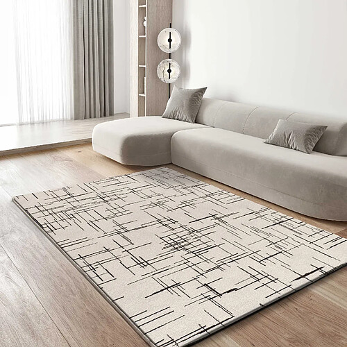 ATTICGO Tapis géométrique RETRO blanc/noir 133x190 cm