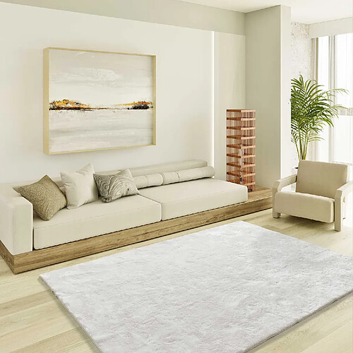 ATTICGO Tapis shaggy ROMA blanc 140x200 cm
