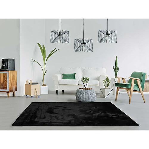 ATTICGO Tapis lavable shaggy FOX noir 120x180 cm
