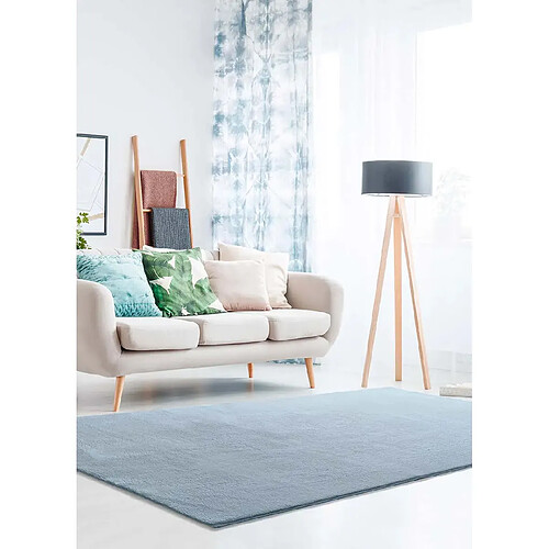 ATTICGO Tapis lavable uni LOFT bleu 160x230 cm