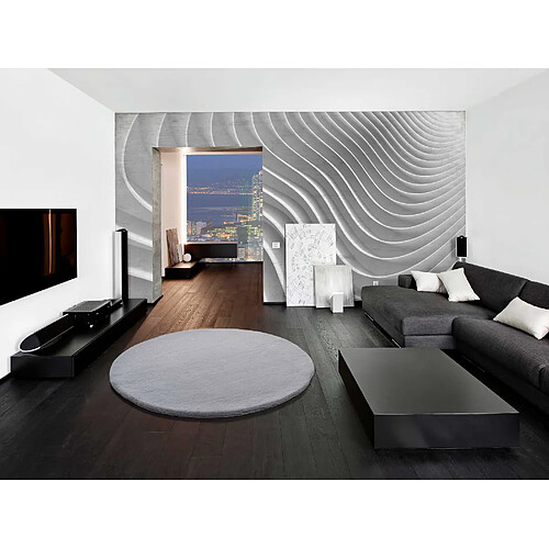 ATTICGO Tapis lavable rond shaggy FOX gris 120x120 cm