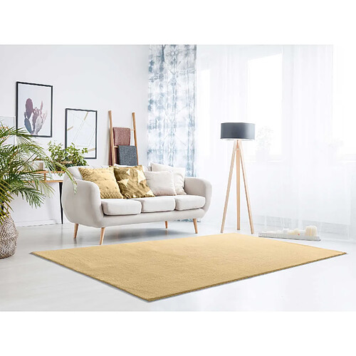 ATTICGO Tapis lavable uni LOFT moutarde 140x200 cm
