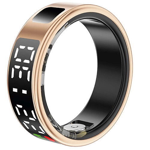 Avizar Bague Connectée Taille 10 Modèle Saturn avec Écran LED et Étui de Charge Dorée
