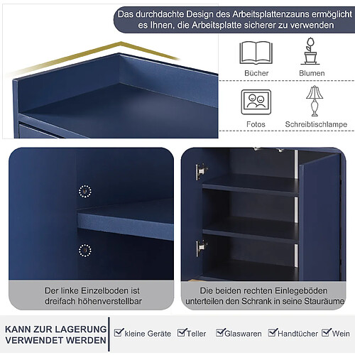 Armoire de cuisine - HOMCOM - multi-rangements étagères réglables 4 portes et grand tiroir - 76,2 x 40,2 x 183 cm - Blanc - Maison